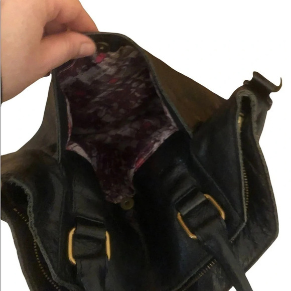Vintage Y2k Elliott Lucca black leather crossbody handbag purse Fall Classic - Picture 9 of 9